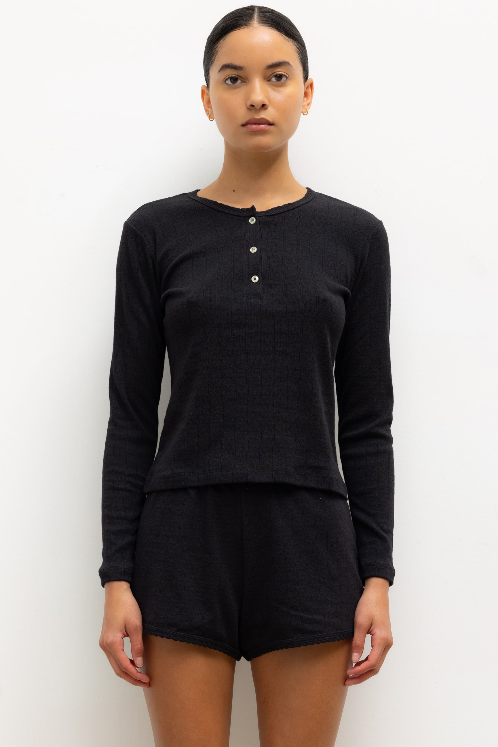 POINTELLE LONG SLEEVE HENLEY