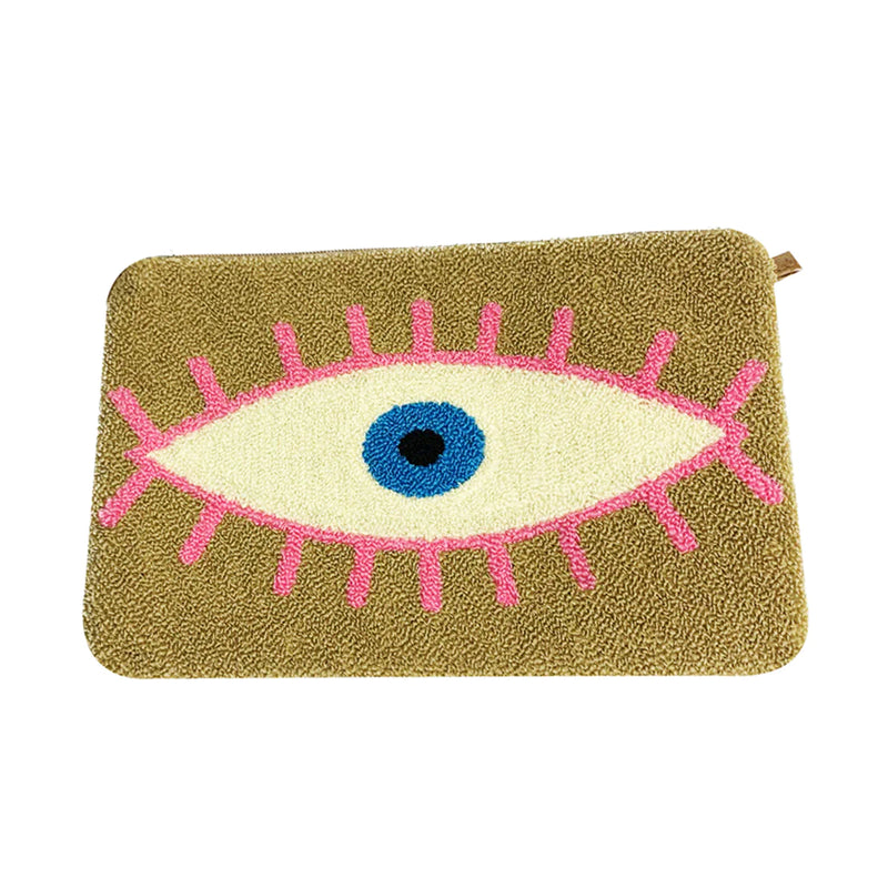 Beige & Pink Evil Eye Clutch