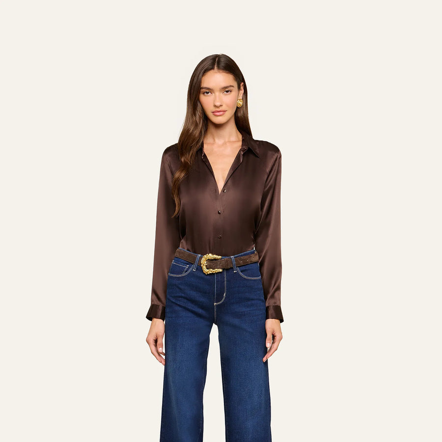 Tyler Silk Blouse in Dark Java