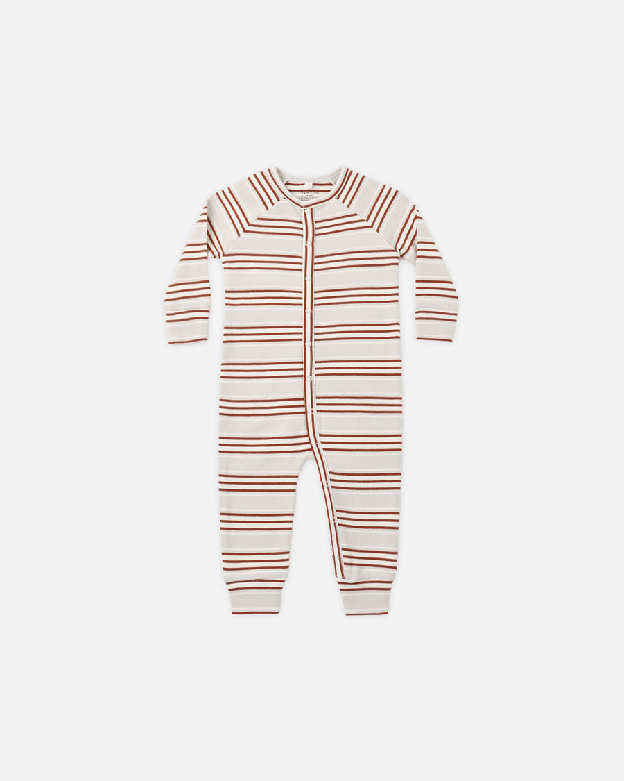 Organic Long John Pajamas in Holiday Stripe