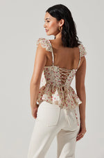 Baylin Top - White/Red Floral