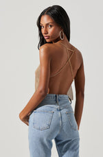 Mika Rhinestone Mesh Cowl Neck Top