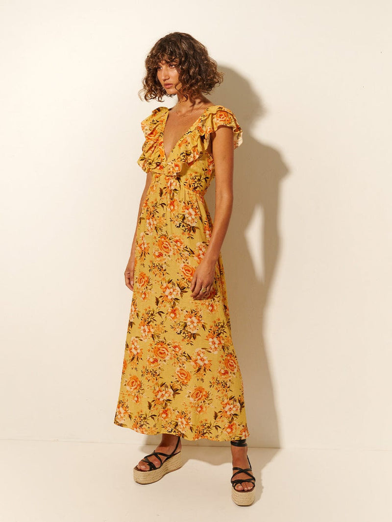 Amelia Maxi Dress - Yellow Floral