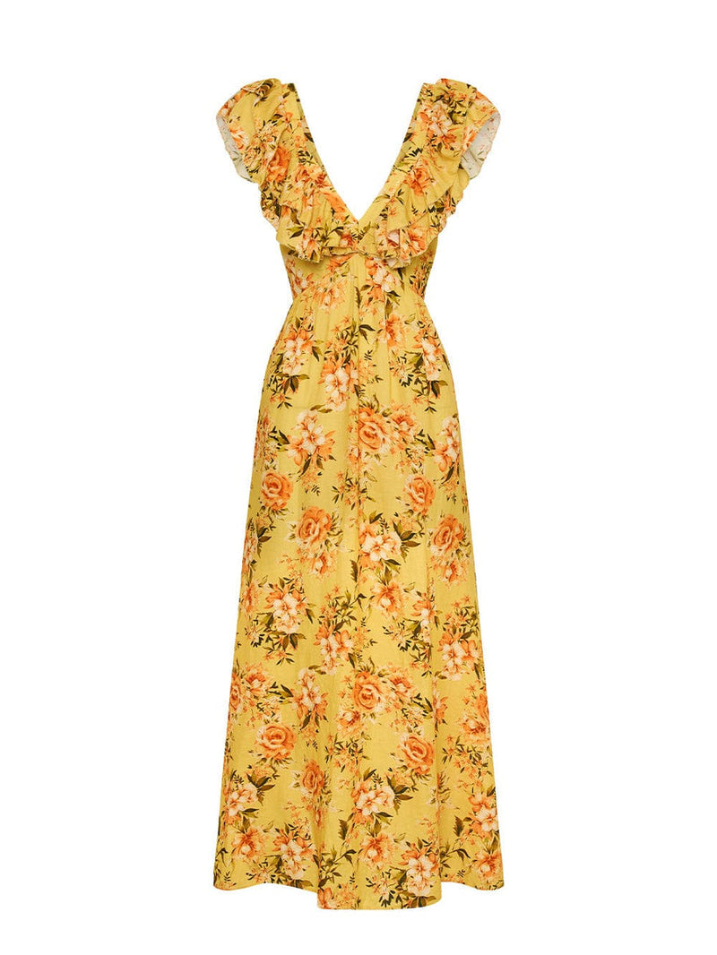 Amelia Maxi Dress - Yellow Floral