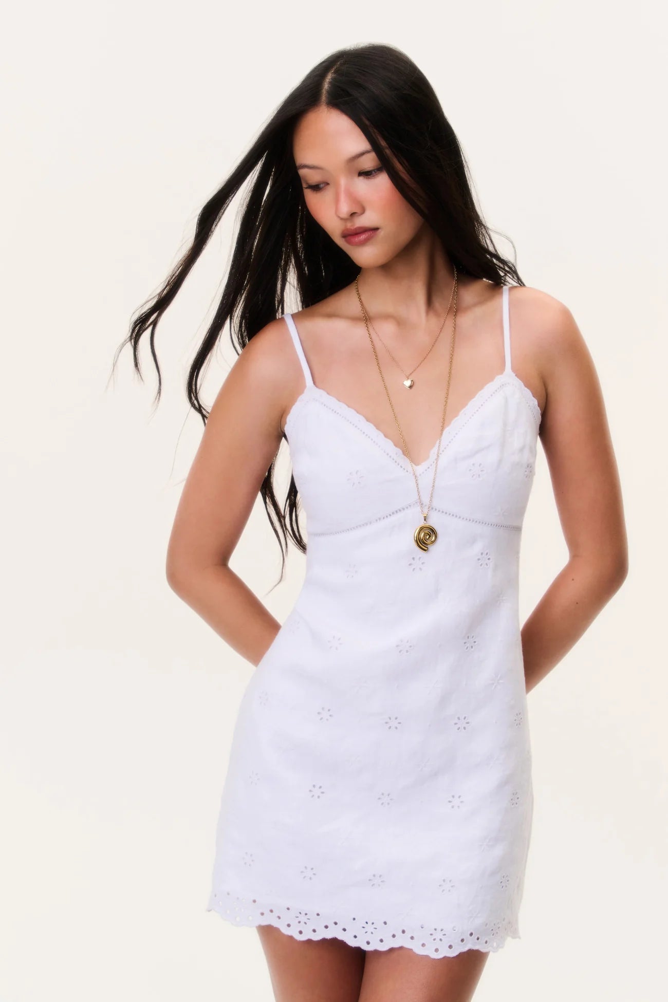 eyelet linen dress Living Easy Yellow Eyelet Linen Midi Dress, X-Large - The Mint Julep Boutique