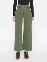Double Waist Band Slim Palazzo in Washed Surplus
