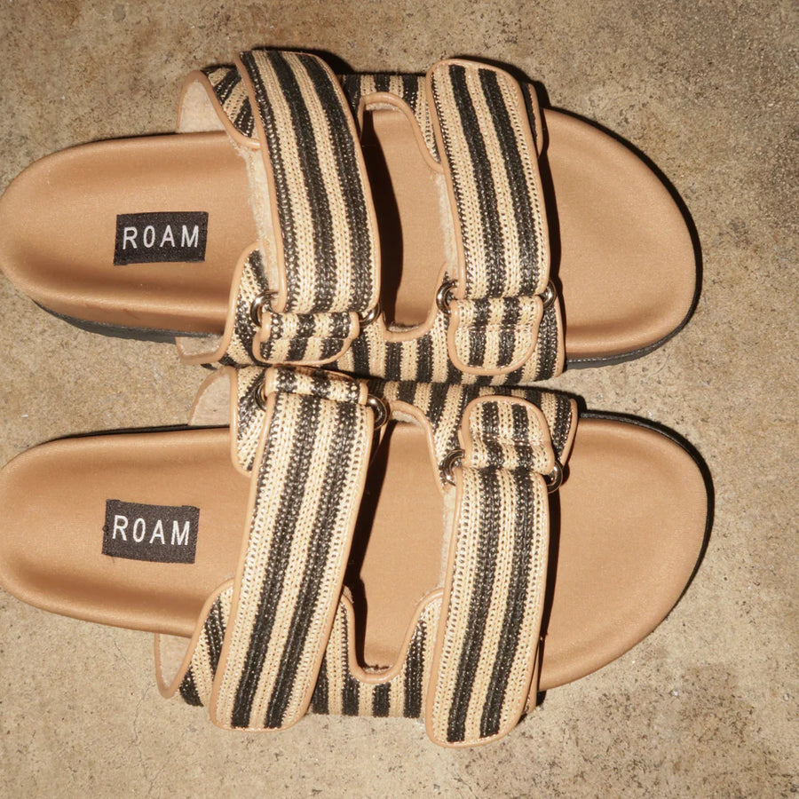 Stripe Raffia Double Slider