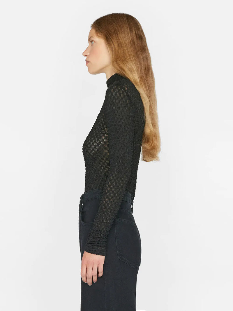 Mesh Lace Turtleneck -  Noir