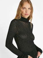Mesh Lace Turtleneck -  Noir