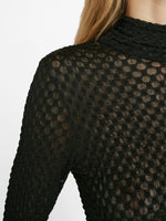 Mesh Lace Turtleneck -  Noir