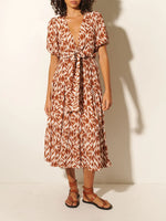 Marisa Tie Front Midi Dress - Chocolate