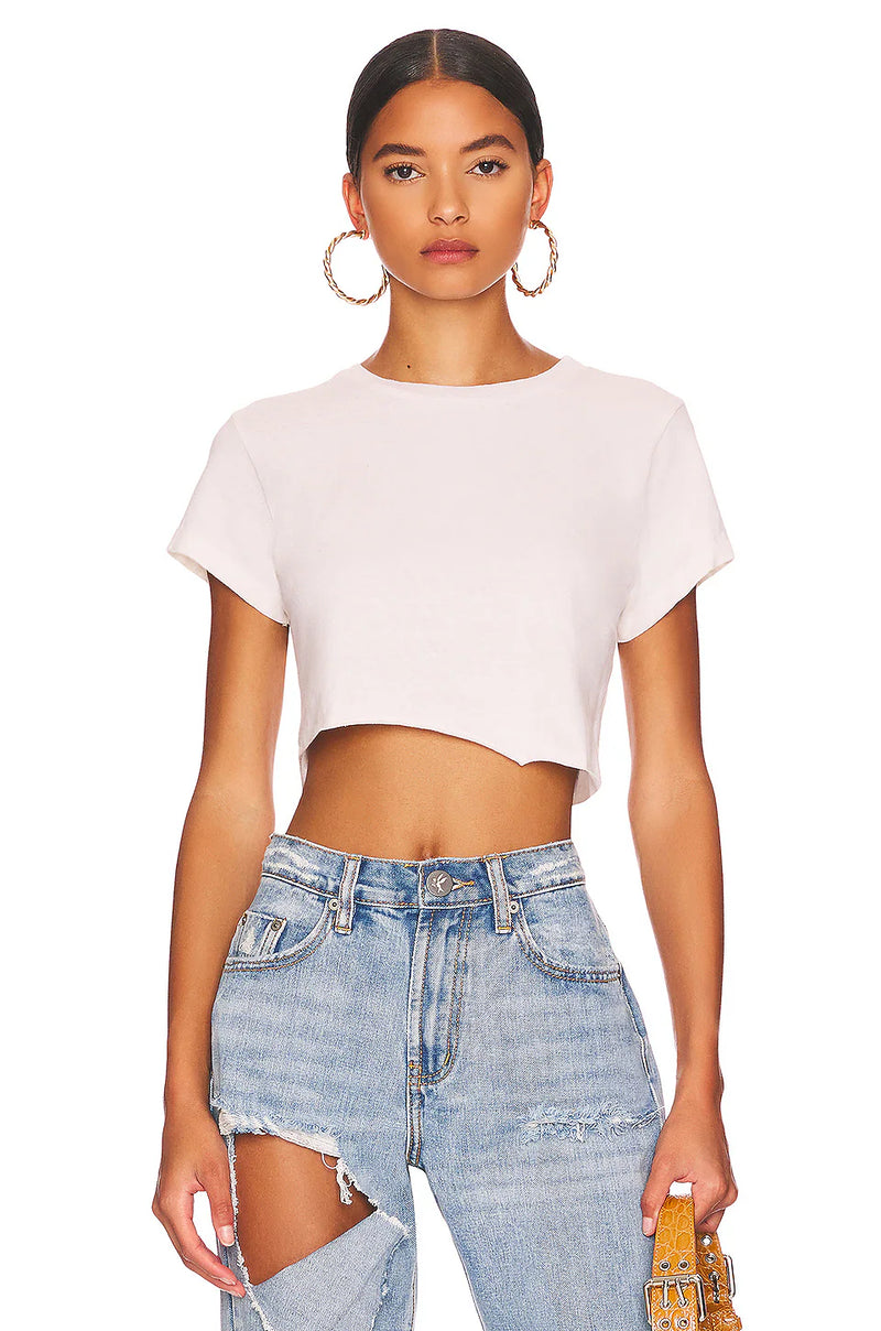 Cropped 60's Slime Tee - White