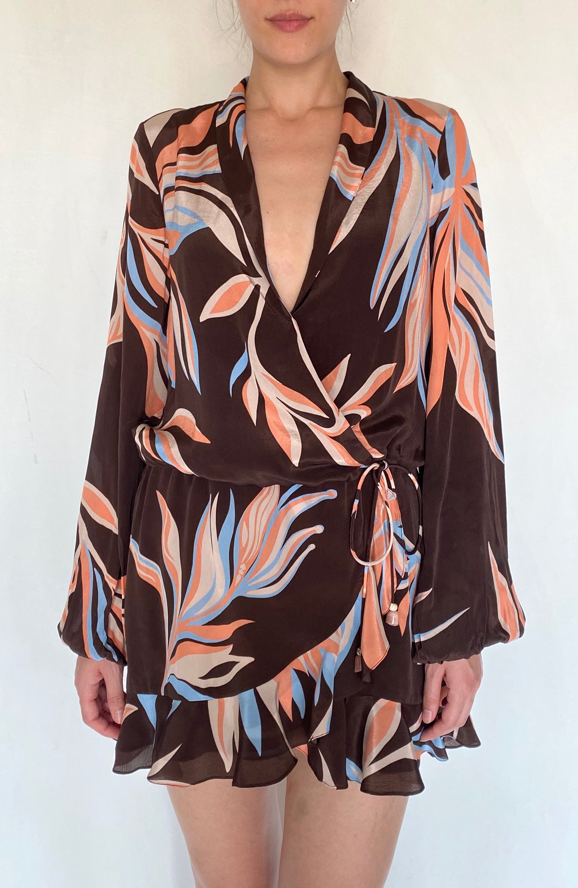 FRONT WRAP MINI DRESS