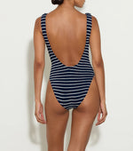 Square Neck One Piece - Navy/White