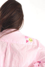 Pink Peony Embroidered Shirt