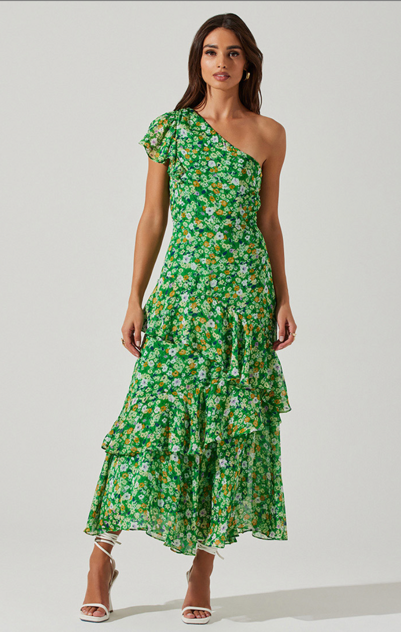 Victoriana Dress - Green Floral