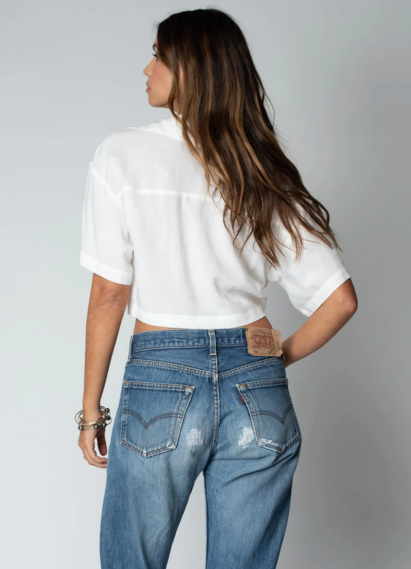Knot Front Short Sleeve Shirt