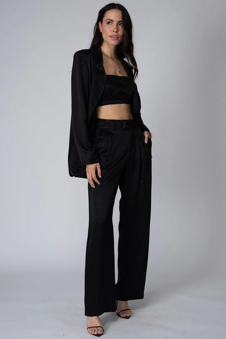 The Silky Pleated Pant - Black