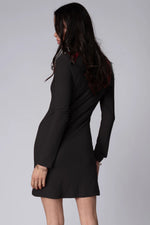 Wide Rib Long Sleeve Colette Mini Dress - Black