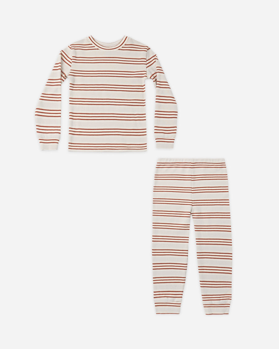 Organic Long Sleeve Pajama Set in Holiday Stripe