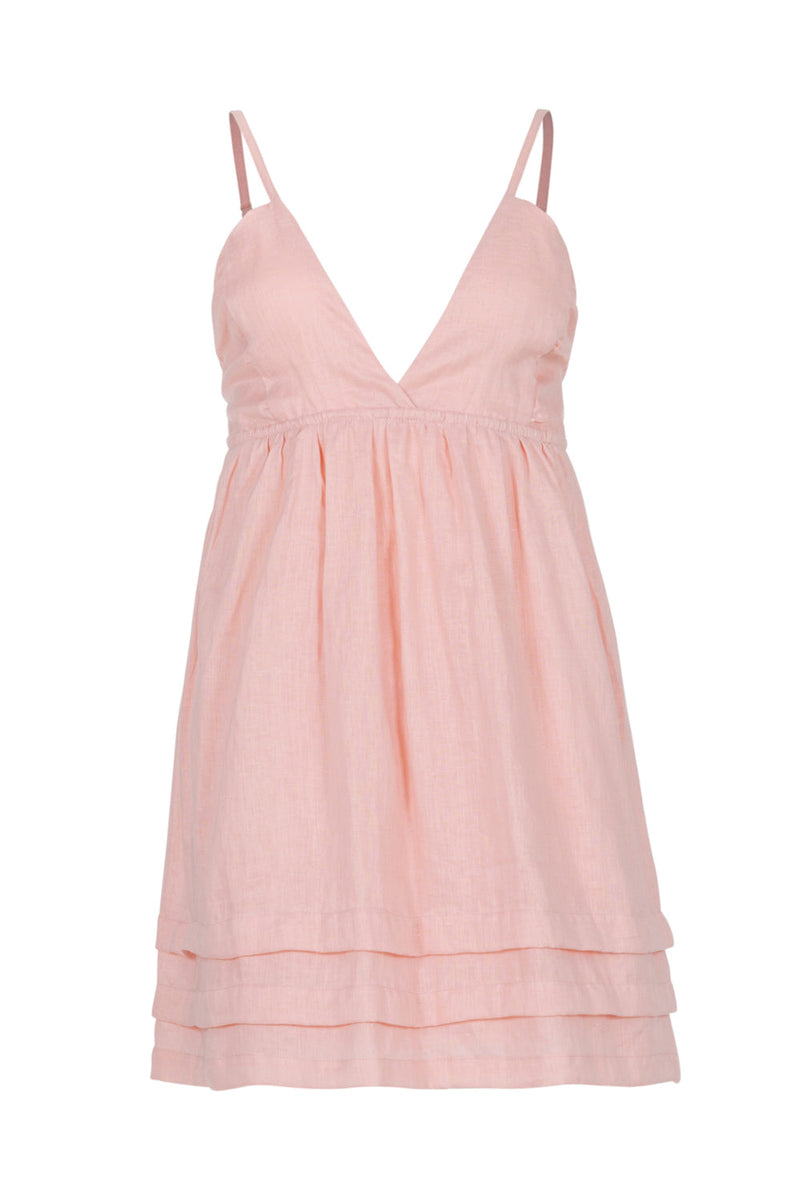 Gemma Linen Dress - Pink Lady