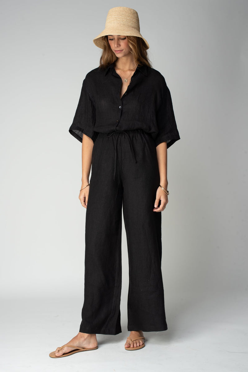Linen Voile Taylor Shirt - Black
