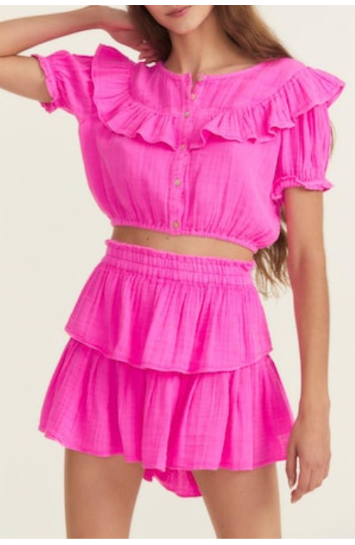 Ruffle Mini Skirt - Flirty Fuschia