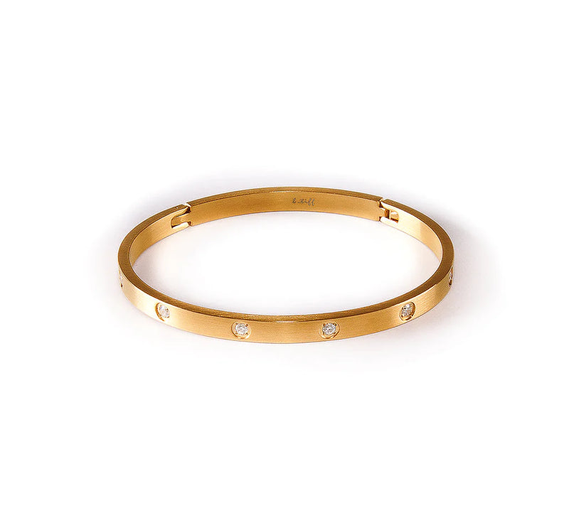 8-Stone Matte Gold Bangle Bracelet