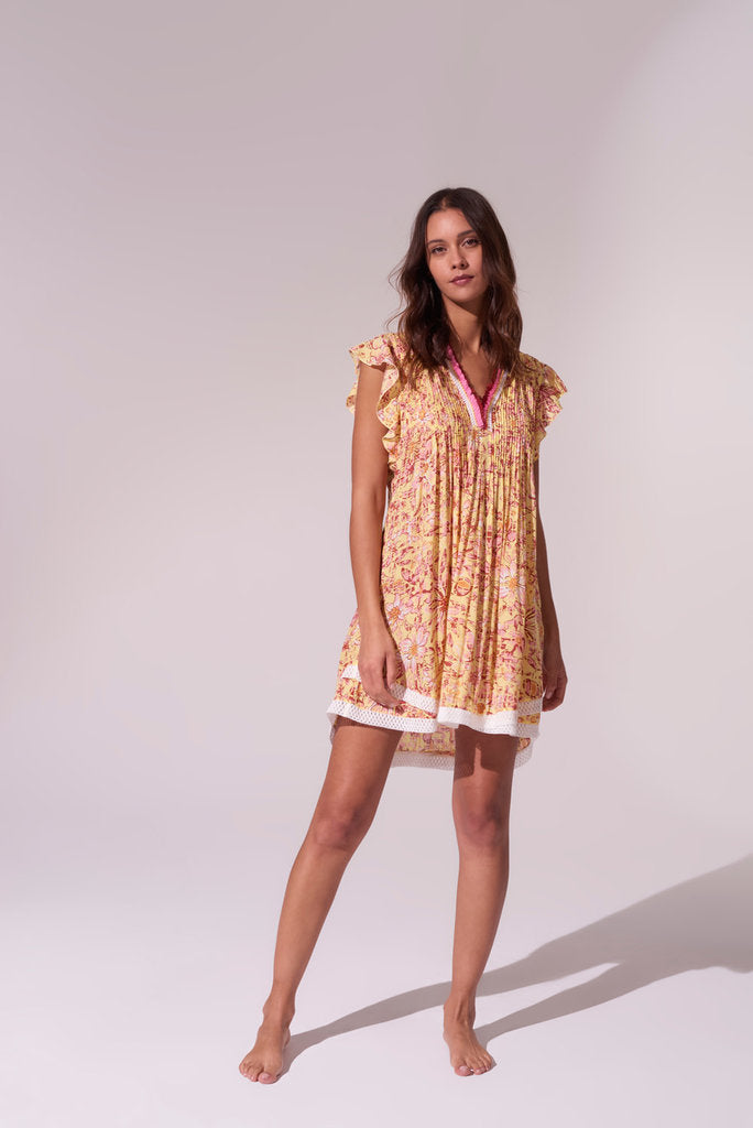 Mini Dress Sasha V Dress - Yellow