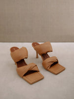 Twist Strap Brown Leather Mules
